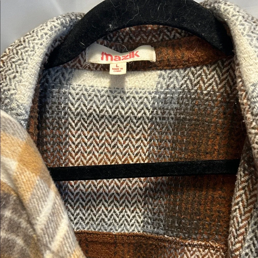 ASOS Plaid Button-Up Jackets in Gray and Tan - Picture 4 of 5